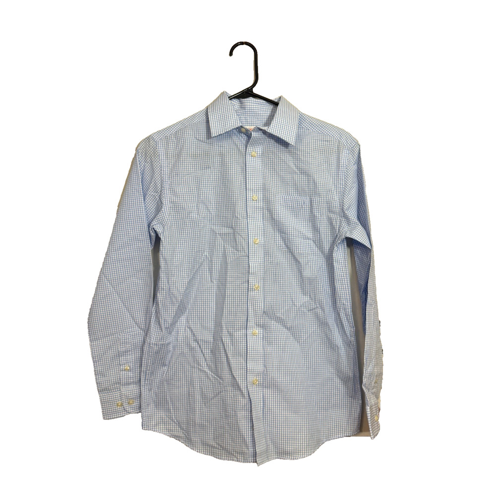 Cat & Jack Boys' Long Sleeve Woven Button-Down Shirt Blue/White L Check Pattern